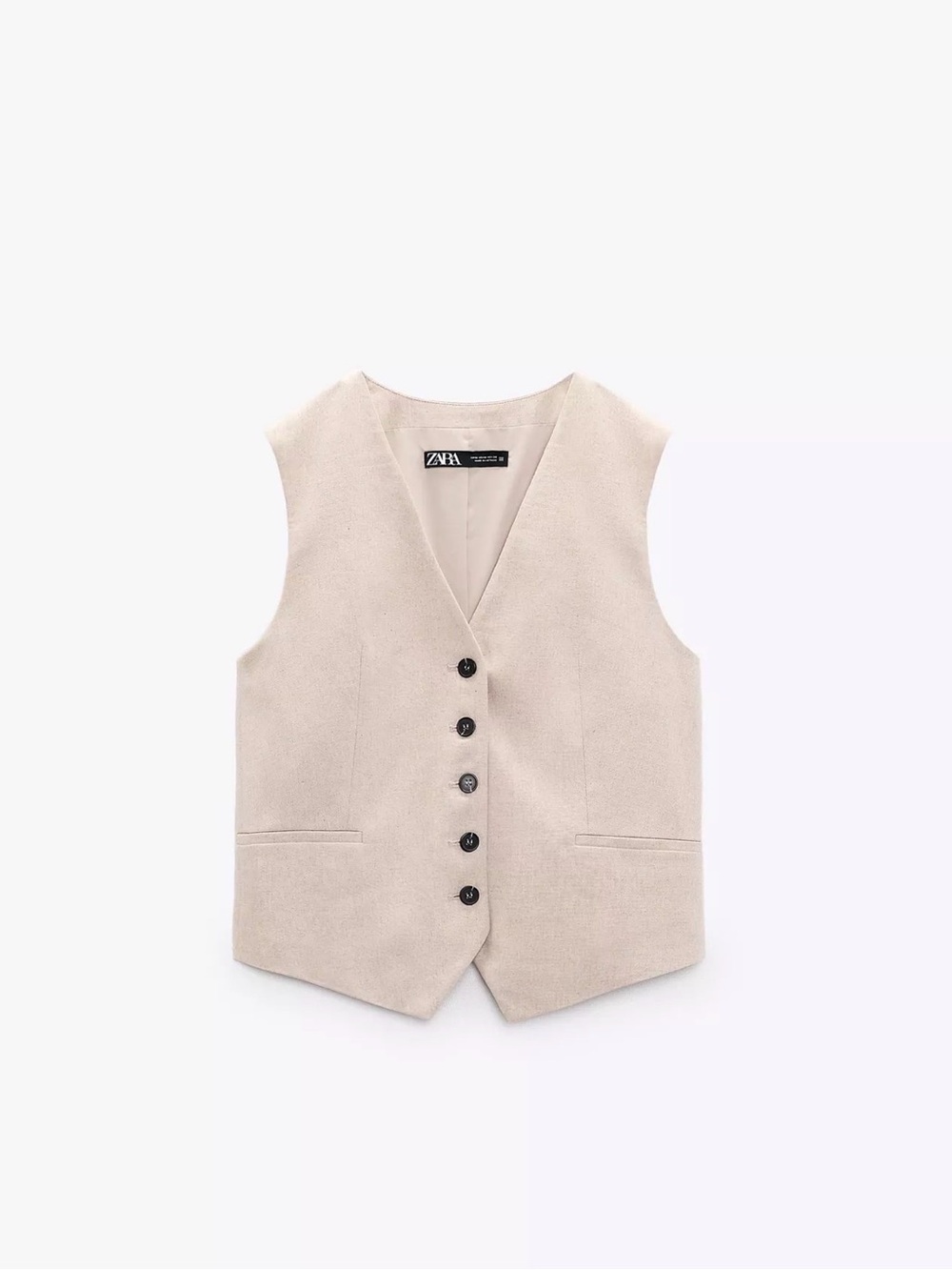 Zara Neutral Cream Buttoned V-Neck Waistcoat like new wore once